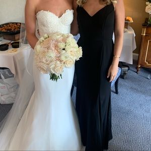 Black, formal gown/bridesmaid dress.